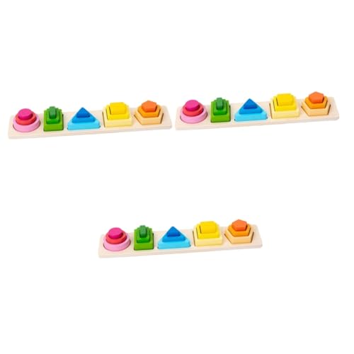 HEMOTON 3 Sätze Geometrie-Puzzle Kinder Spielzeug Jigköpfe Magnet Spielzeug Bausteine Puzzlematte Spielzeuge Magnetspielzeug Kinderspielzeug Puzzlekarte Bauklötze Spielsachen Colorful Holz von HEMOTON