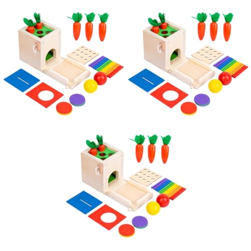 HEMOTON 3 Sätze Münzbox Spielzeug Spielzeuge Lustiges Sensorisches Spielzeug Baby-sinnesspielzeug Lustiges -Spielzeug Puzzle Intelligenz-Box Kind Holz von HEMOTON