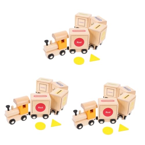 HEMOTON 3 Sets Holzeisenbahn Frühes Lernspielzeug Lernzug Spielzeug Zahlenzug Spielzeug Magnetischer Zug Sortierspielzeug Kinderzug Spielzeugeisenbahn Zusammengebautes von HEMOTON
