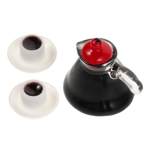 HEMOTON 3 Stück Miniatur Kaffeekanne Puppenhaus Mikro Landschaftsdekoration Mini Teetassen Miniatur Kaffeetasse Winziges Geschirr Küche Rollenspielzubehör Kaffeespielzeug Aus von HEMOTON