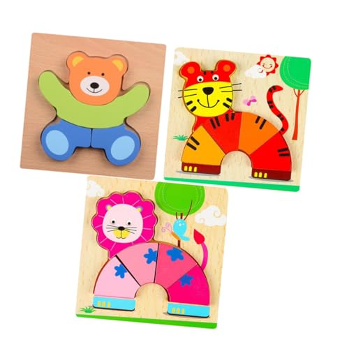 HEMOTON 3 Teiliges Holzpuzzle Spielzeugpuzzle Für Kinder Dreidimensionales Holzpuzzlebrett Bambus von HEMOTON