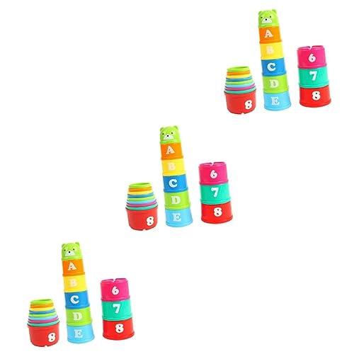 HEMOTON 3St Stacking Cups heftständer stecklük Vorschule + Stapelbecher Zahlen Lernen The Children Educational Toys stecklük Kindergarten colör Spielzeug Buchstabe Kleinkind von HEMOTON