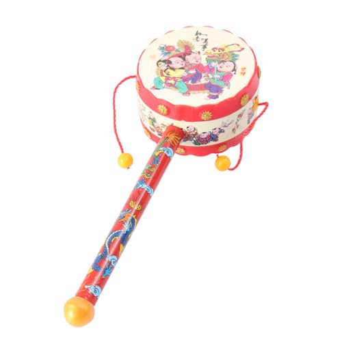 HEMOTON 3st Handglocke Kinderspielzeug Musical Rasselspielzeug Für Babys Für Kinder Trommelspielzeug Spielzeugtrommel Rasseltrommel Trommel Rot Hölzern von HEMOTON