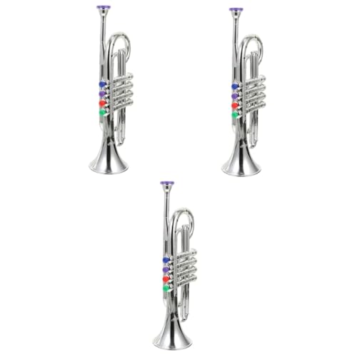 HEMOTON 3st Musik Instrumente Für Kinder Spielzeugtrompete Für Kinder Lernspielzeug Simuliertes Trompetenspielzeug Bühnenauftritt Trompete Requisite Kinder Trompete Plastik Silver von HEMOTON