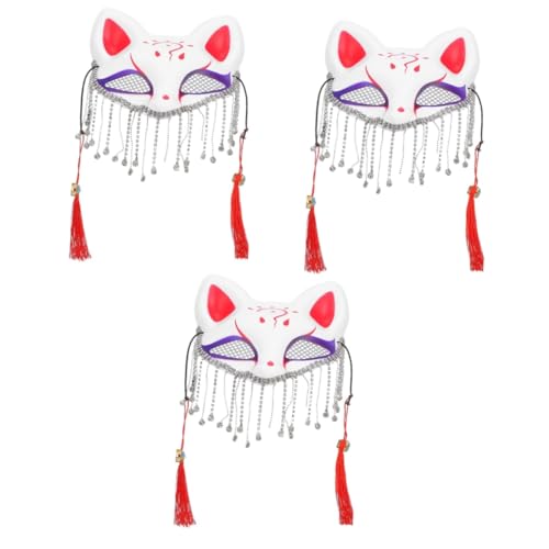 HEMOTON 3st Party-tanzmaske Japanische Katzenmaske Strass-gesichtsmaske Süße Cosplay Halbmaske Mädchen Maskerade Maske Fuchs Halbgesichtsmaske Halloween-fuchsmaske Therische Maske Abs von HEMOTON