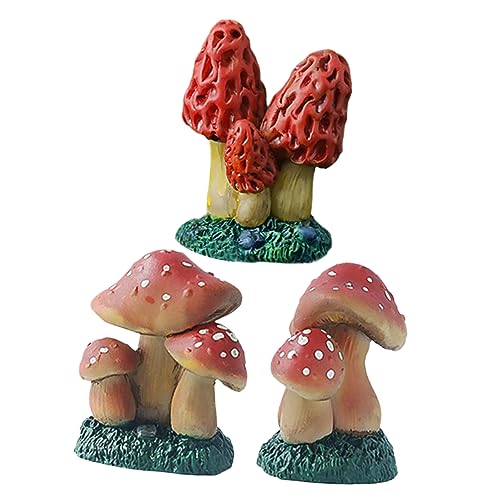 HEMOTON 3st Pilzfigur Für Zuhause Merch Kreis Fälschung Haustier Figur Pilze Bonsai-pilz Digitale Pilze Mini-pilzstatuen Mini Rassel Bausatz Dreidimensionale Perlen Anlage Harz von HEMOTON