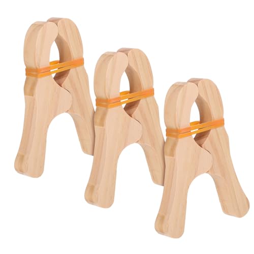 HEMOTON 3st Spielholzklammern Stangenklemmen Für Die Holzbearbeitung Snack-Clips Chip-Clips Strandtuchklammern Für Poolliegen Große Wäscheklammern Jumbo Pool-Handtuch-Clips Beige Hölzern von HEMOTON