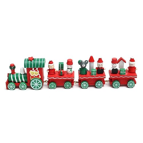 HEMOTON 4 Sätze Kinderspielzeug Weihnachtsmann Aus Holz Spielzeugeisenbahnverzierung Holzzüge Weihnachtszug Figur Weihnachtsfeier Dekor Eisenbahnspielzeug Hölzern Kleiner Zug Geschenk Rot von HEMOTON