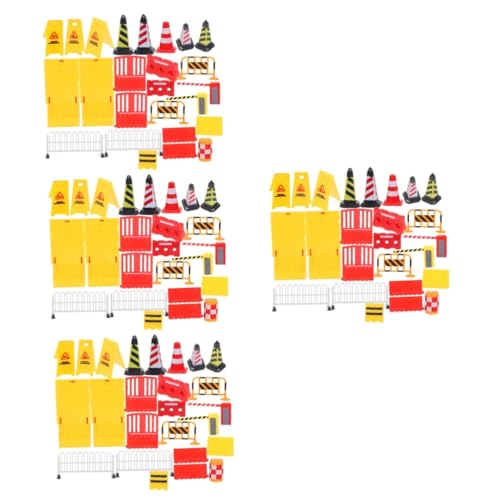 HEMOTON 4 Sätze Simulierte Verkehrsbarrikaden Spielzeugmodell Simulationsspielzeug verkehrsschilder Zeichen Miniaturen pädagogisches Spielzeug für Kinder Spielzeug für Verkehrsabsperrungen von HEMOTON