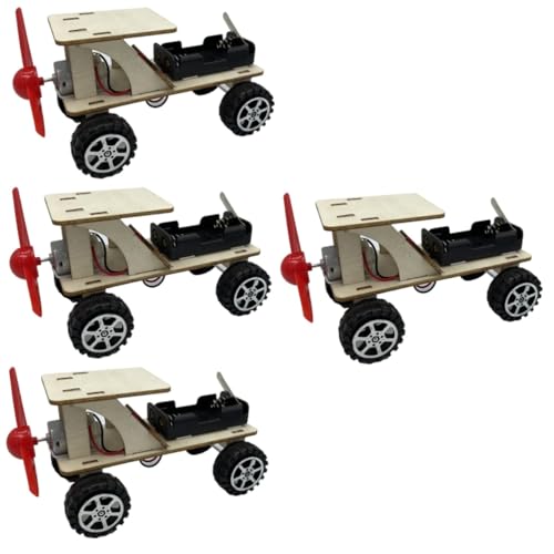 HEMOTON 4 Sets Offroad Automodell Windkraftauto Zusammenbauen Lustiges Spielzeug Windkraftauto Spielzeug Technische Experimente DIY Montagespielzeug Windkraftauto Montagemodell von HEMOTON