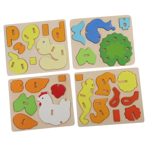 HEMOTON 4 Stück 3D Kinder Puzzle Puzzle Spielzeug Spielzeug Für Kinder Kognitionstraining Spielzeug Holz von HEMOTON