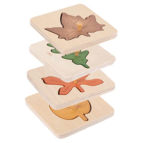 HEMOTON 4 Stück Blatt-Puzzle Form passendes Puzzle Kleinkind-Puzzle Fallen rätsel Pflanzenrätsel Montessori-Puzzle Montessori-Rätsel Spielzeug Vorschulrätsel Holz von HEMOTON