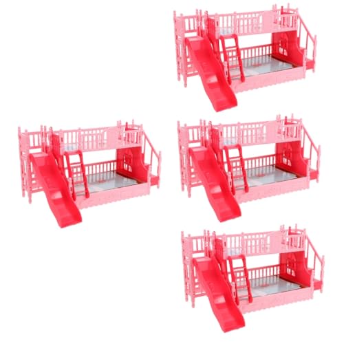 HEMOTON 4 Stück Etagenbett-Set Für Puppen Puppenhaus Puppenminibett Mini-möbelmodell Mini-hausbett Etagenbett-Ornament Miniatur-etagenbett Miniaturmöbel Mini-hausmöbel Mini-Modell Rosa Abs von HEMOTON