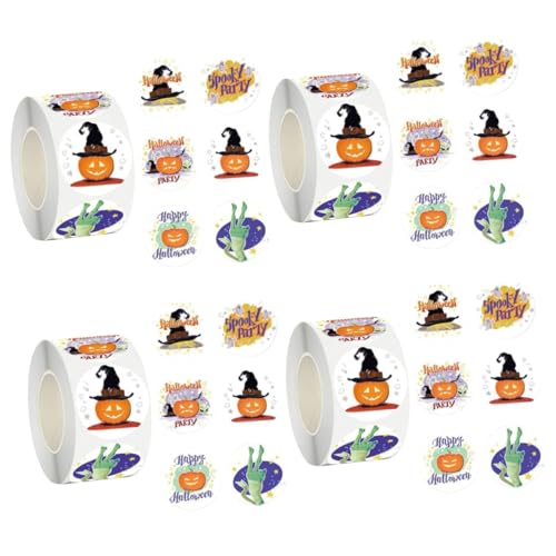 HEMOTON 4 Stück Etikettenaufkleber Geschenketiketten Halloween Theme Kinder Aufkleber Halloween-Kürbisdekorationen Halloween-Aufkleber Halloween-Siegelaufkleber Kupferplattenaufkleber von HEMOTON