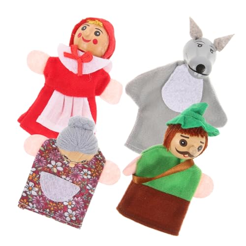 HEMOTON 4 Stück Fingerpuppe tierische Handpuppe Kleinkinder bidof Marionette interaktives Spielzeug Kinder Puppen spielzeuge Kinderspielzeug Puppenspielzeug zum Geschichtenerzählen hölzern von HEMOTON