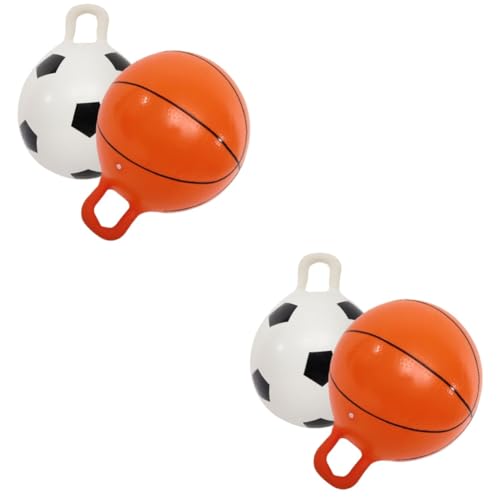 HEMOTON 4 Stück Flummi Aufblasbarer Gymnastikball Interessantes Kinderspielzeug Springball Mit Griff Interaktiver Springball Fußballspielzeug Aufblasbares Hüpfendes Spielzeug PVC von HEMOTON