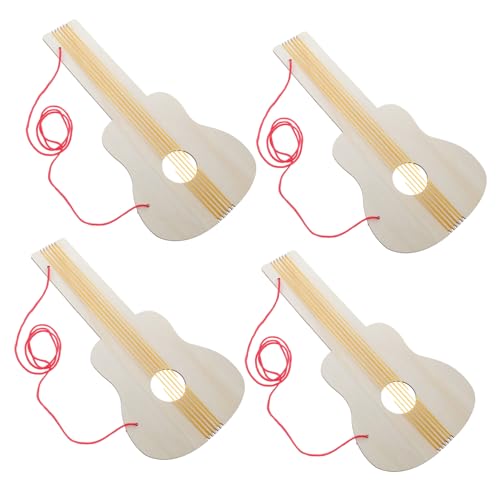 HEMOTON 4 Stück Gitarrendekor Tragbare Gitarre Mini-Gitarre Gitarre Innovatives Handgefertigte Akustikgitarre Bastelbedarf Gitarre Kinderukulele Für Jungen Hölzern Beige von HEMOTON