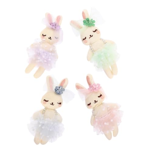 HEMOTON 4 Stück Kaninchenpuppe Kleiner Stoffhase Hase Gastgeschenke Gefüllter Hasenplüsch Mini-plüschhasen Osterhasenpuppen Kleidung Kaninchenzubehör Kleine Hasenpuppe Hase Plüsch Garn von HEMOTON