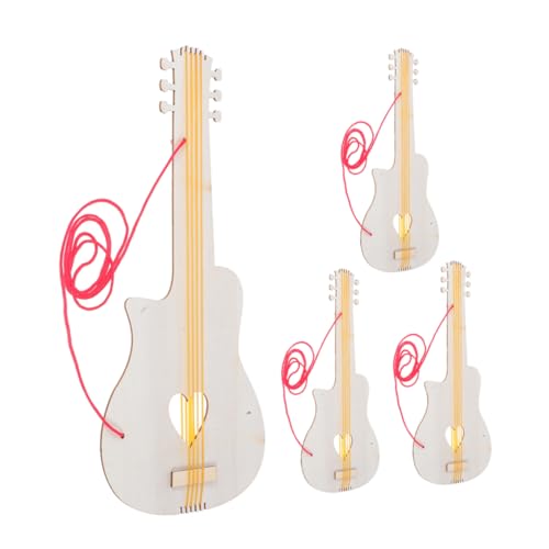 HEMOTON 4 Stück Kindergarten Holzgitarre Gitarre Mini Akustikgitarre Bausatz Anhänger Gitarre Mini Gitarre Kleine Gitarre Gitarren Dekoration Handgefertigte Akustikgitarre von HEMOTON