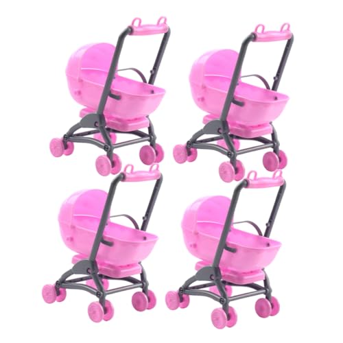 HEMOTON 4 Stück Kinderwagen Spielzeug Puppenwagen Modell Partyspiele Kinderwagen Beweglicher Kinderwagen Möbel Für Puppenwagen Puppenhaus-Kinderwagen Kinderwagen Für Puppen Rosa Plastik von HEMOTON