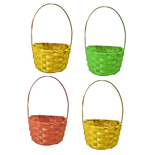 HEMOTON 4 Stück Mini-Bambuskorb Mini-Rattankorb gewobener Korb kleine Körbe große Körbe zur Aufbewahrung Geschenkkorb aus Rattan kühlkorb einkaufskorb storage baskets Eierkorb Osterei-Korb von HEMOTON