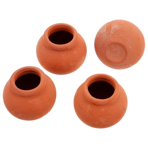 HEMOTON 4 Stück Miniatur blumentopf für Mini blumentöpfe Puppenhaus Dekoration Puppenhaus Accessoires DIY Puppenhaus Küchenzubehör für Puppenstuben Tontöpfe Keramik Orange von HEMOTON