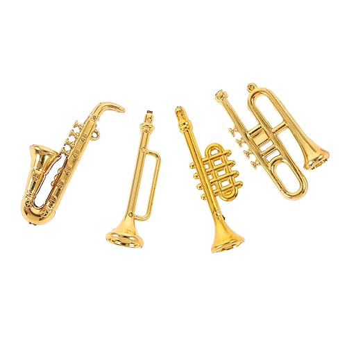 HEMOTON 4 Stück Musikpuppe für Miniatur-Puppenhauszubehör musikalische Puppen Mini-Gitarre bastelzeug musikspielzeug Simulation Musikinstrument Fotografie-Requisiten Plastik Golden von HEMOTON