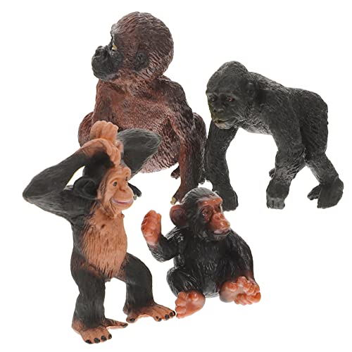 HEMOTON 4 Stück Orang-utan Spielzeugmodell Tierfiguren Zebra Affenspielzeug Tierspielzeug Spielzeugtiere Wildlife-Modell Waldtierfigur Simulation Tiermodell Schimpansen-tiermodell Plastik von HEMOTON