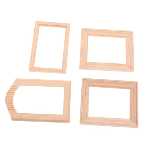 HEMOTON 4 Stück Puppenhaus Fotorahmen Mini Töpfe Zum Basteln Fotoquaste Bekleidung Mini Puppenhaus Vitrine Für Miniaturen Kleine Möbel Puppenhausmöbel Beige Holz von HEMOTON