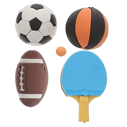 HEMOTON 4 Stück Simulationsball Modell Miniatur Sportgeräte Modell Puppenhaus Zubehör Mini Deko Werkzeuge Mini Ball Dekor Mini Dekor Schöne Rugby Tischtennis Mini von HEMOTON