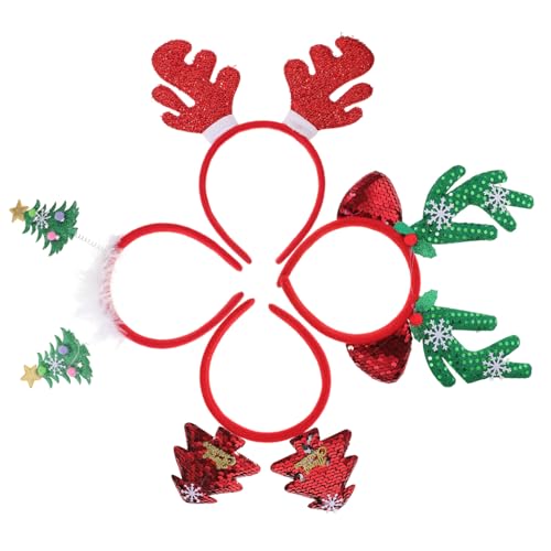 HEMOTON 4 Stück Weihnachtsfeier -Stirnbänder Rentiergeweih Stirnband weihnachtsbaum haarband weihnachtsdeko weihnachtsmotiv Weihnachtsfeier Kopfschmuck Weihnachtshaar-Accessoire Plastik von HEMOTON