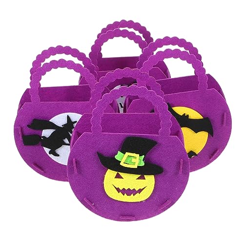 HEMOTON 4 Stück halloween geschenktüten halloween halloween-süßigkeiten bonbontüten Neon-Partytüten Konfetti Bausatz Halloween-Schmuck Halloween-Goodie-Beutel Filzstoff Violett von HEMOTON