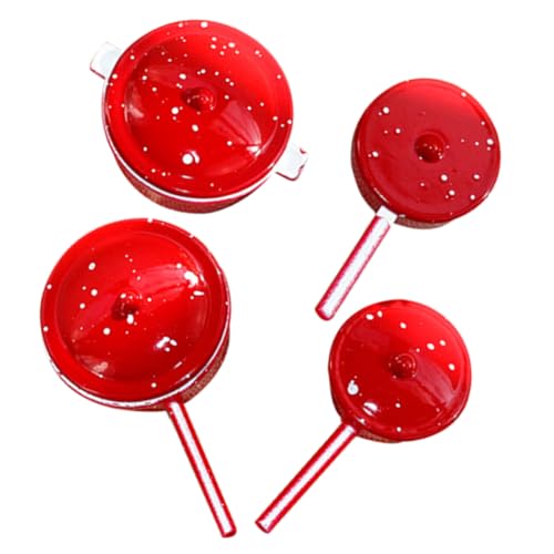 HEMOTON 4 Stück pädagogische Minikocher für kinderspielzeug Children Toys Mini-Ornament-Puppen Puppendekor Kindersimulationstöpfe Miniaturtöpfe für die Küche Legierung rot von HEMOTON