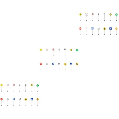 HEMOTON 42 STK Zubehör für Mikrolandschaften Miniatur sandtisch dekor BAU Verkehrszeichen Spielzeug Embleme Verkehrsindikatormodell Sandtisch-Verkehrszeichen Sandkasten Zaun von HEMOTON