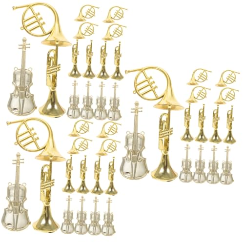 HEMOTON 45 Stück Musikinstrument Modell Weihnachtsdekoration Innen Weihnachtsbaum Musikinstrument Miniatur Trompeten Modell Weihnachtsinstrumente Ornamente Miniatur Geigen Modell von HEMOTON