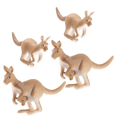 HEMOTON 4Pcs Mini Wildtierfiguren Schimmel Miniatur Känguroo Figuren Desktop -Dekoration Lernpädagogische Spielset Für Mikrolandschaft von HEMOTON