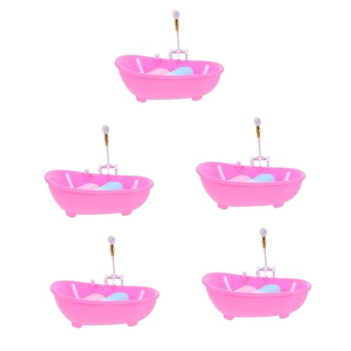 HEMOTON 5 Sätze Mini-Badespielzeug kinder kinder Spielzeug mini badewanne lustiges Badewannengeschenk Badezimmer-Szene-Requisite Miniatur-Puppenbadewanne Puppenhausmöbel Abs Rosa von HEMOTON