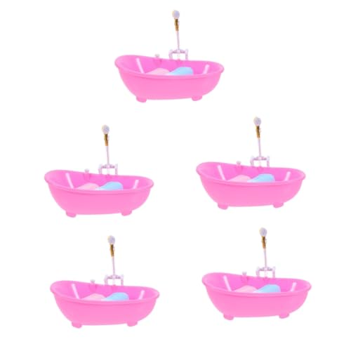 HEMOTON 5 Sätze Mini-Badespielzeug Kinder Kinder Spielzeug Mini badewanne lustiges Badewannengeschenk Badezimmer-Szene-Requisite Miniatur-Puppenbadewanne Puppenhausmöbel Abs Rosa von HEMOTON