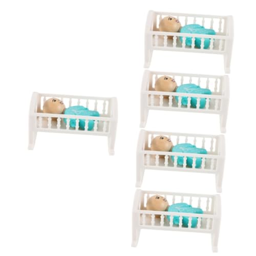 HEMOTON 5 Sätze Puppenhausbett Puppenhaus Babybett Mini-hausmöbel Zubehör Für Puppenhäuser Mini-Kinderbett Miniaturbettmodell Mini Hausbett Babypuppenbett Puppenstubenmöbel Holz von HEMOTON