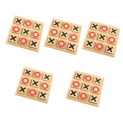 HEMOTON 5 Sätze -Toe Schachspiel Spielzeug Mini-Schachbrett Strategie-brettspiel Tics Tac Toe Familienspiel Spiele Am Couchtisch Interaktives Spielzeug Für Kinder Holz Khaki von HEMOTON