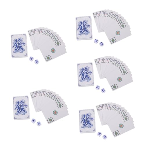 HEMOTON 5 Sets Mahjong Poker Mini Mahjong Kartenspielzeug Mahjong Kit Pokerkarten Mahjong Chinesisches Mahjong Reisebrettspiel Miniatur Mahjong Kartenset Party Mahjong Kartenspielzeug von HEMOTON