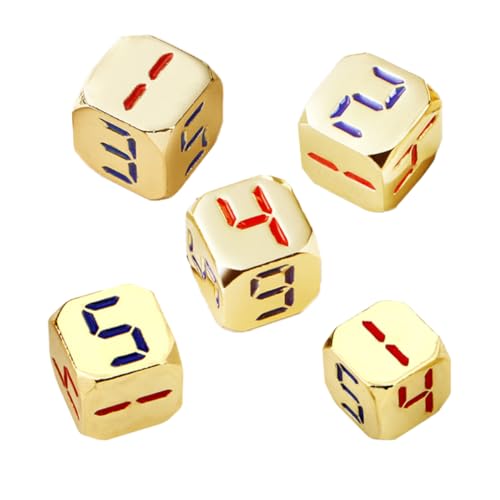 HEMOTON 5 Stück 6-Seitige Würfel 13 Mm Massives Metall-Spielwürfel-Set Polyedrische Zinklegierungswürfel Für Brettspiele von HEMOTON