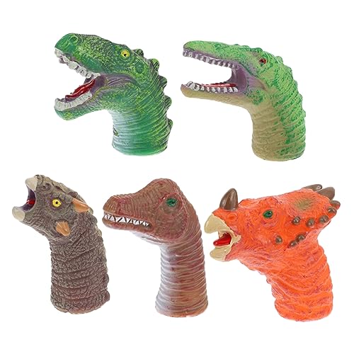 HEMOTON 5 Stück Handpuppen Spielzeug Fingerpuppe Tier Fingerpuppen Geschichtenerzählen Handpuppe Tierpuppe Badespielzeug Gehirnspielzeug Kopf Fingerspielzeug Tyrannosaurus von HEMOTON