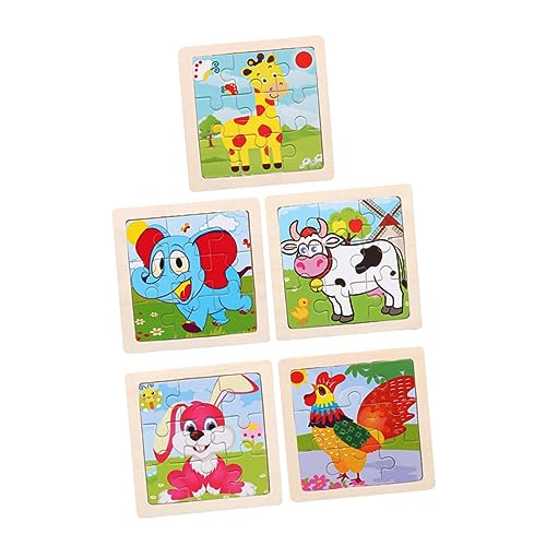 HEMOTON 5 Stück Lustiges Puzzle Spielzeug Pädagogisches Spielzeug Früherziehungsspielzeug Cartoon Tier Puzzle Spielzeug Aus Holz von HEMOTON