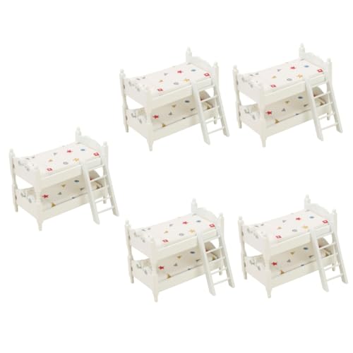 HEMOTON 5 Stück Puppenhaus Etagenbett Mini Möbelmodelle Schlafzimmer Bett Mini Modelle Puppenhaus Etagenbett Spielzeug Mini Schmuck Puppenschlafzimmer Etagenbett Mini Hausmöbel Mini von HEMOTON