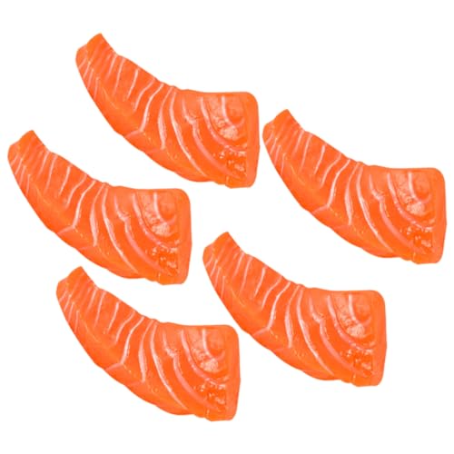 HEMOTON 5 Stück Simulation Lachs gefälscht Obst künstliches Sushi Schüssel künstliche Fische küchendekoration Dekorationen für Sushi-Teller Szenenfotografie Requisiten Orange von HEMOTON