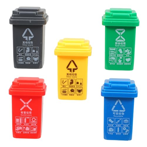 HEMOTON 5 Stück Teiliges Miniatur Mülltonnen mit Deckel Kindersicheres Kunststoff zur Abfalltrennung Realistische Puppenhaus Deko für Interaktives Lernen und Kreative Spielszenen HEMOTON 5 Stück Teiliges Miniatur Mülltonnen mit Deckel Kindersicheres Kunststoff zur Abfalltrennung Realistische Puppenhaus Deko für Interaktives Lernen und Kreative Spielszenen von HEMOTON