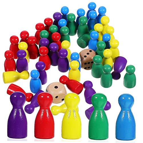 HEMOTON 50 Stück Brettspielfiguren magnetisches schachspiel Spielset Ludo-Spiel Würfelspiel Spielmarke Schach aus Holz Zubehör für Brettspiele Lernspielzeug Brettspiel Schach Schachmarker von HEMOTON