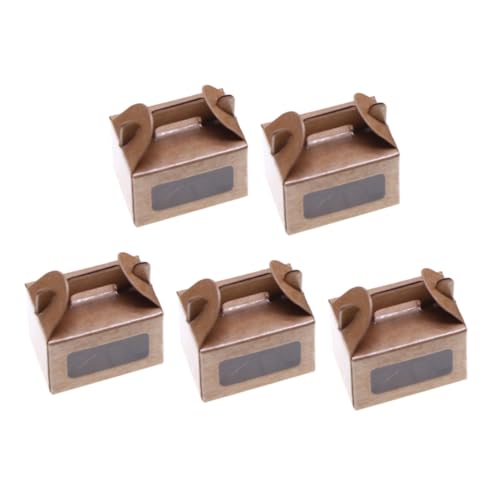 HEMOTON 5Er-Packung Mini -Kuchenbox Mini Kuchenbox Puppenhaus Deko Puppenhaus Kuchen Dekoration für Puppenhaus Miniaturboxen für Zubehör für Puppenhäuser Papier Light Brown von HEMOTON