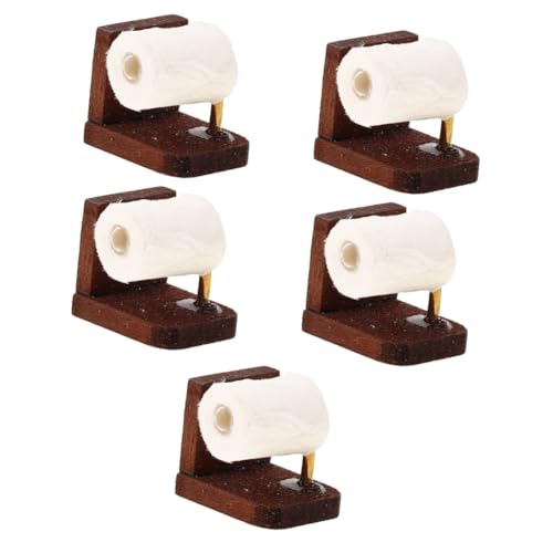 HEMOTON 5St Mini-Rollpapier Miniatur-Szenenmodell Miniatur-Badezimmeraccessoire Mini-Toilettenpapier Spielzeug Zubehör für das Puppenhaus Puppenhaus-Accessoire hölzern Coffee von HEMOTON